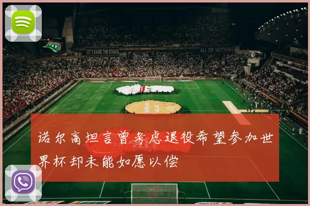 诺尔高坦言曾考虑退役希望参加世界杯却未能如愿以偿